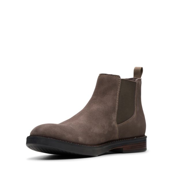 Clarks Mens Paulson Up Chelsea Boots Taupe Suede | UK-8692041